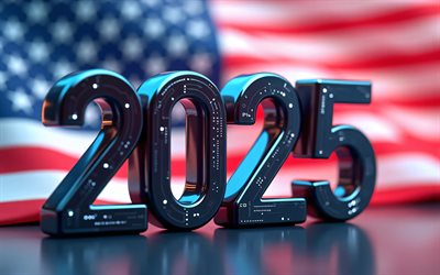 4k, 2025 abd, amerikan bayrağı, amerika, bokh, abd bayrağı, 2025 abd kavramları, abd 2025, 2025 abd arka planı, 2025 3d basamak
