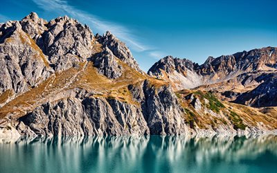 lago luner, 4k, laghi blu, montagne, lunersee, natura meravigliosa, hdr, austria, europa, punti di riferimento austriaca