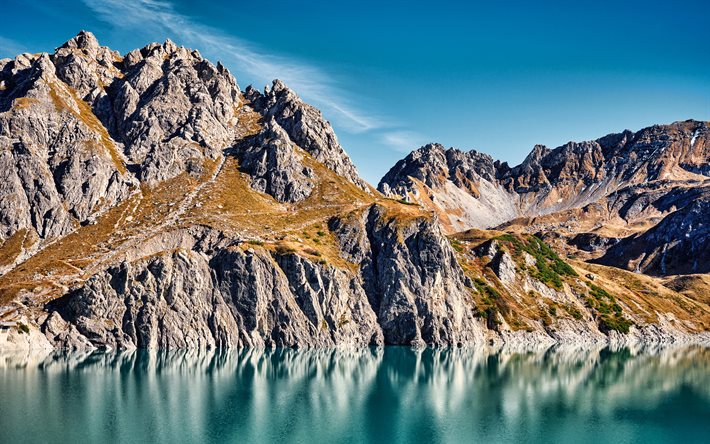 Luner Lake, 4k, blue lakes, mountains, Lunersee, beautiful nature, HDR, Austria, Europe, austrian landmarks