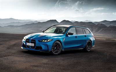 4k, BMW M3 CS Touring, desert, 2025 cars, offroad, G81, Blue BMW M3 Touring, 2025 BMW M3 CS Touring, BMW M3 G81, german cars, BMW