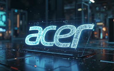 Acer logo, 4k, dark hi-tech background, Acer neon logo, blue neon light, X-ray, Acer emblem, Acer 3d logo, Acer, blue Acer neon logo