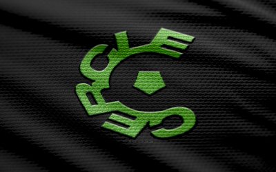 Cercle Brugge KSV fabric logo, 4k, black fabric background, Jupiler Pro League, bokeh, soccer, Cercle Brugge KSV logo, football, Cercle Brugge KSV emblem, Cercle Brugge KSV, belgian football club, Cercle Brugge FC