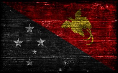 papua nya guinea träflagga, 4k, träregra flaggor, oceaniska länder, flagg till papua nya guinea, papua nya guinea, oceanien, papua nya guinea  flaggan, papua nya guinea nationella symboler