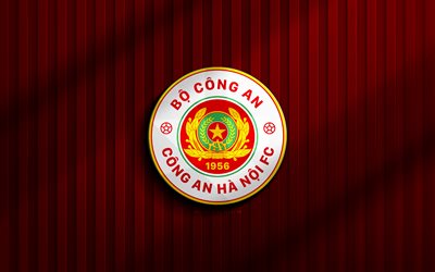 4k, ha noi fc 3dロゴをcong, vリーグ1, 赤い3d背景, サッカー, ha noi fcのエンブレムを受け入れます, ha noi fcのロゴを含む, ha noi fcを含む, フットボール, ベトナムフットボールクラブ, ha noiを含む
