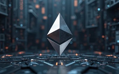 ethereum işareti, 4k, kripto para birimi, ethereum 3d işareti, finans arka planı, ethereum logosu, yaratıcı teknoloji sanatı, eti