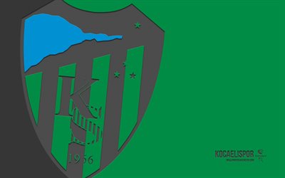 Kocaelispor logo, 4k, green background, carbon art, Kocaelispor emblem, Turkish football club, TFF 1 Lig, Turkey, Kocaelispor, football