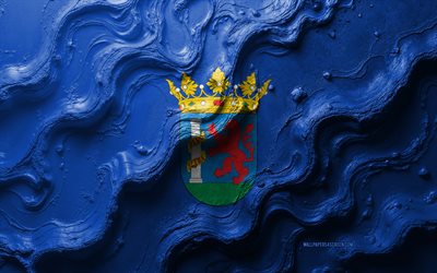 drapeau badajoz, 4k, texture des vagues de pierre, drapeau de badajoz, drapeau badajoz 3d, espagne, drapeaux des provinces d'espagne, badajoz