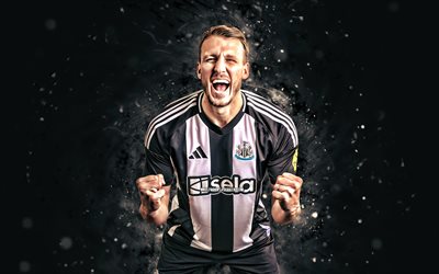 dan burn, 4k, beyaz neon işıklar, newcastle united, premier lig, ingiliz futbolcular, dan burn 4k, futbol, newcastle united fc, dan burn newcastle united