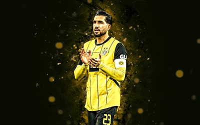 emre can, 4k, 黄色のネオンライト, ボルシア・ドルトムント, ブンデスリーガ, ドイツのサッカー選手, emre can 4k, フットボール, サッカー, bvb, bvボルシア09ドルトムント, emre can borussia dortmund