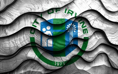 4k, bandiera irvine, città statunitensi, bandiere di onde 3d in legno, giorno di irvine, flag di irvine, usa, bandiera di legno irvine, irvine california, città americane, irvine