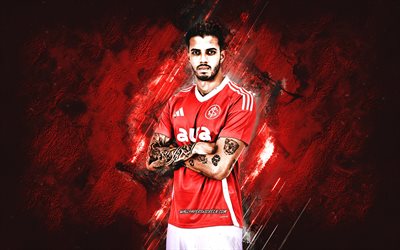Kaique Rocha, SC Internacional, Brazilian football player, red stone background, grunge art, Brazil, football, Kaique Rocha Internacional, Kaique Rocha Lima