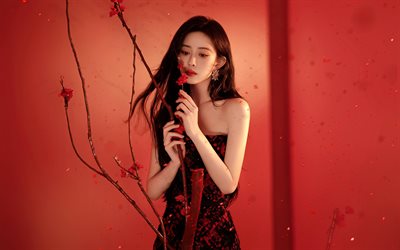 4k, meng ziyi, frühling, chinesische schauspielerin, schönheit, asiatische mädchen, filmstars, chinesische berühmtheit, meng zi yi, meng ziyi fotoshooting