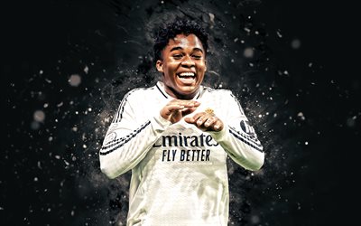 4k, endrick felipe, مرح, ريال مدريد, لا ليجا, لاعبي كرة القدم البرازيلي, أضواء النيون البيضاء, endrick felipe 4k, كرة القدم, endrick, ريال مدريد راجع, لاليجا, إندريك ريال مدريد