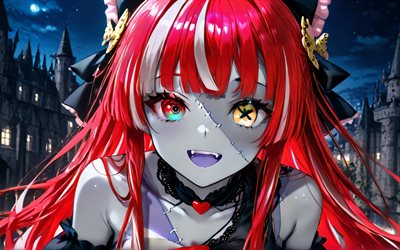 4k, كوريجي أولي, قلعة, يوتيوبر الافتراضي, ليلة, عن قرب, vtuber, غيبوبة, لَوحَة, هولوليف, heterochromia, المانجا, قناة kureiji ollie