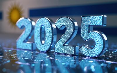 2025 Uruguay, 4k, Uruguayan flag, Uruguay 2025 digits, 3D Art, Uruguay flag, 2025 3d digits, 2025 concepts, Uruguay