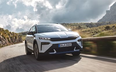 skoda elroq 85初版, 4k, モーションブラー, 2025車, クロスオーバー, 電気自動車, 2025 skoda elroq, チェコ車, シュコダ