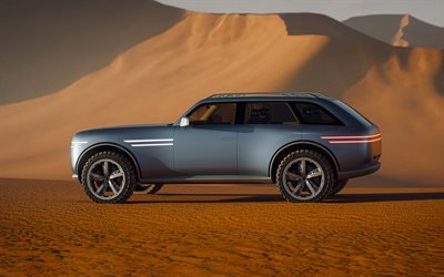 2025, genesis x granäquator, 4k, seitenansicht, äußerlich, südkoreanische autos, luxus  suv, grauer x granäquator, genesis