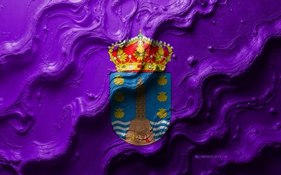 drapeau de corunna, 4k, texture des vagues de pierre, drapeau de la cornné, drapeau de corunna 3d, espagne, drapeaux des provinces d'espagne, corunna