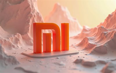 xiaomi 3d orange logotyp, 4k, xiaomi  emblem, xiaomi 3d  logotyp, 3d  stenbakgrund, xiaomi  logotyp, bakgrund med xiaomi  logotyp