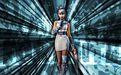 4k, operativo ártico kor, fondo de rayos azules, operativo ártico kor piel, operativo ártico kor fortnite, arte abstracto, fortnite arctic operative kor skin, personajes de fortnite, fortnita, arte creativo