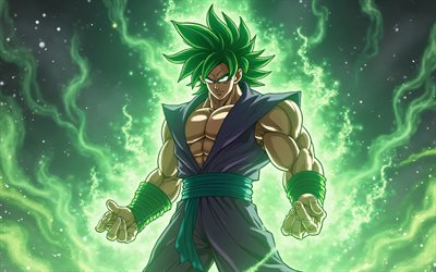 ブロリー, 4k, ドラゴンボール, 緑の火の炎, ドラゴンボールスーパー, ブロリーキャラクター, ビロリ, 日本の漫画, アニメキャラクター, broly dbs, ブロリードラゴンボール