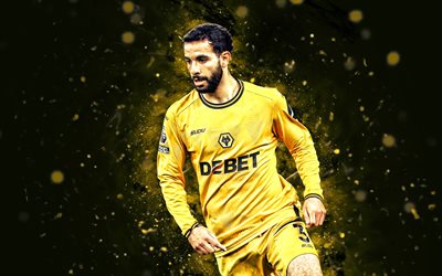 Rayan Ait-Nouri, 4k, yellow neon lights, Wolverhampton Wanderers, Premier League, Algerian footballers, Rayan Ait-Nouri 4K, football, soccer, Wolverhampton Wanderers FC, Wolves, Rayan Ait-Nouri Wolverhampton Wanderers