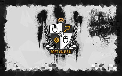logotipo de port vale fc grunge, 4k, liga dos, fondo grune blanco, fútbol, port vale fc emblem, fútbol americano, logotipo de port vale fc, port vale fc, club de fútbol inglés, valle