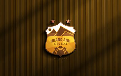 4k, hoang anh gia lai fc 3dロゴ, vリーグ1, 茶色の3d背景, サッカー, hoang anhgia lai fcエンブレム, hoang anhgia lai fcロゴ, hoang anhgia lai fc, フットボール, ベトナムフットボールクラブ, hoang anhgia lai