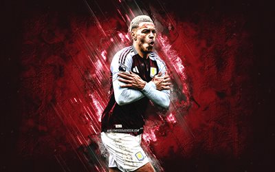 morgan rogers, aston villa fc, bourgogne stone bakgrund, grunge konst, engelska fotbollsspelare, mittfältare, premier league, engelska, fotboll, morgan rogers aston villa