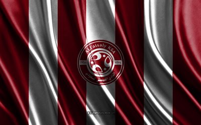 4k, al faisaly fc logo, saudische pro  liga, rote weiße seidenstruktur, al faisaly fc flagge, saudischer fußballverein, fußball, seidenflagge, al faisaly fc emblem, saudi arabien, al faisaly fc abzeichen, al faisaly fc