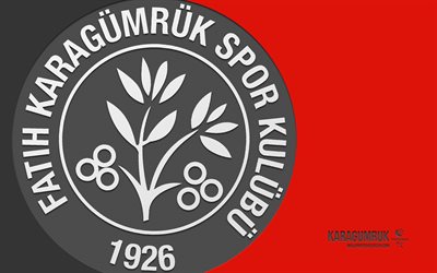 شعار karagumruk, 4k, خلفية حمراء, فن الكربون, karagumruk شعار, نادي كرة القدم التركي, tff 1 lig, ديك رومى, karagumruk, كرة القدم, karagumruk fc
