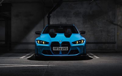 4k, bmw m4 cs, frontansicht, 2025 autos, parken, supersportwagen, g82, blue bmw m4, hdr, bmw m4 g82, deutsche autos, bmw