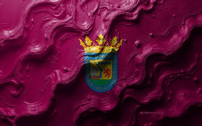 drapeau alava, 4k, texture des vagues de pierre, drapeau de l'alava, drapeau alava 3d, espagne, drapeaux des provinces d'espagne, alava