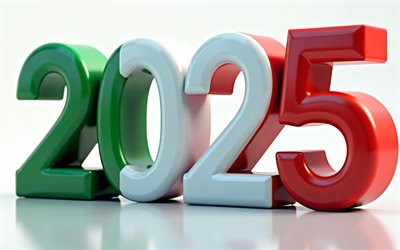 2025 이탈리아, 4k, 미니멀리즘, 3d 2025 자리, 이탈리아 국기, 이탈리아의 깃발, 이탈리아 2025 개념, 창조적 인 예술, 이탈리아, 2025 개념, 이탈리아 2025