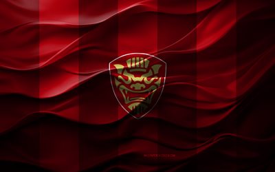 4k, fc ryukyu 로고, 빨간색 3d 배경, j3 리그, fc ryukyu emblem, 일본 축구 팀, fc ryukyu 플래그, 3d 텍스처, 일본, fc ryukyu, 축구, 류쿄