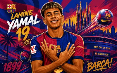 4k, lamina yamal, arte vectorial, fc barcelona, la liga, futbolistas españoles, arte lamine yamal, fondo abstracto azul púrpura, fútbol americano, fútbol, laliga, lamina yamal 4k, barcelona, fcb, lamine yamal barcelona