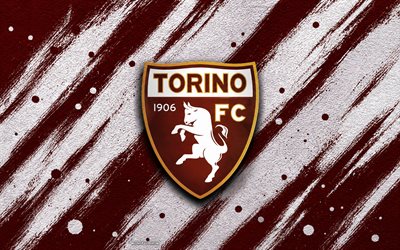 Torino FC logo, 4k, burgundy white paint background, Torino FC, Italian football club, Torino FC emblem, Serie A, Italy, Torino