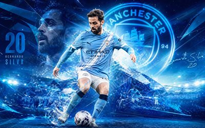 bernardo silva, manchester city fc, fanitaidetta, sininen valkoinen abstrakti tausta, bernardo silva manchester city fc, luovaa taidetta, manchester city fc  logo, bernardo silva manchester city, jalkapallo, manchester city
