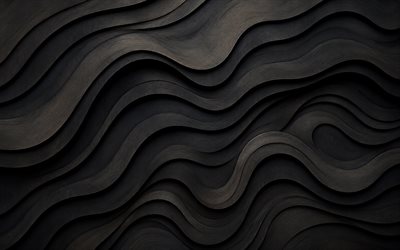 Stylish wavy wooden background, 4k, dark brown wooden texture, 3D wooden waves background, stylish wooden texture, wooden dark brown background, wavy textures, wood texture