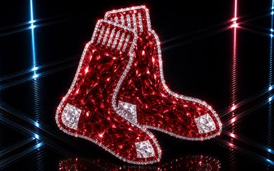 boston red sox  logo, sininen metalli tausta, boston red sox  tunnus, boston red sox  kristallimerkki, mlb, usa, baseball, boston red sox