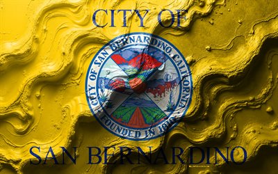 san bernardino bayrağı, 4k, taş dalga dokusu, amerika şehirlerinin bayrakları, 3d san ​​bernardino bayrağı, amerika, san bernardino şehrinin bayrağı, san bernardino şehir bayrağı, san bernardino, kaliforniya