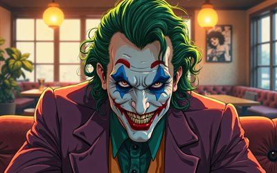 4k, bromista, cafetería, creativo, supervillano, fan art, arte de los cómics, arte de bromista, obra de arte