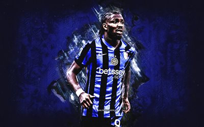 marcus thuram, inter milán, fc internationale, jugador de fútbol francés, fondo de piedra azul, serie a, arte grune, italia, fútbol americano, marcus thuram inter milán
