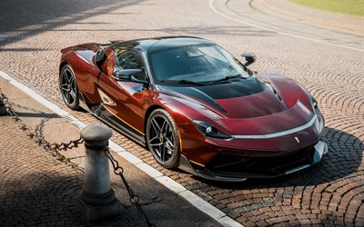 2025, pininfarina battista, 4k, frontansicht, äußerlich, roter kohlefaserkörper, red pininfarina battista, luxus  supersportwagen, pininfarina