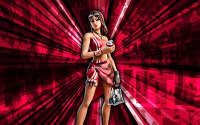 4k, 보드 워크 루비, 빨간 광선 배경, 보드 워크 루비 스킨, 보드 워크 루비 포트 나이트, 초록 예술, fortnite boardwalk ruby skin, fortnite 캐릭터, 포트 나이트, 창조적 인 예술