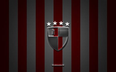 Busan IPark FC logo, South Korean football club, K League 2, red white carbon background, Busan IPark FC emblem, football, Busan IPark FC, South Korea, Busan IPark