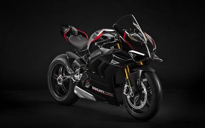 Ducati Panigale V4 SP, studio, 2022 bikes, superbikes, Black Ducati Panigale, 2022 Ducati Panigale, italian motorcycles, Ducati