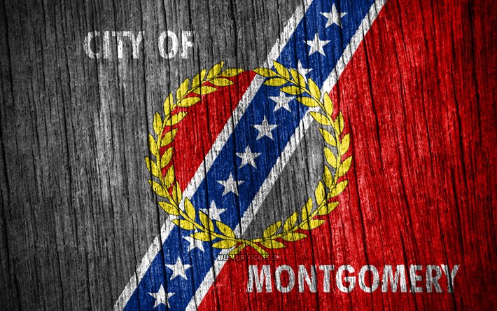 4k, モンゴメリーの旗, アメリカの都市, モンゴメリーの日, アメリカ合衆国, 木製のテクスチャフラグ, モンゴメリー, アラバマ州, アラバマの都市, 米国の都市, アラバマ州モンゴメリー