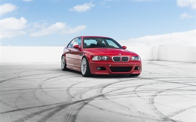 BMW 3, E46, red coupe, front view, exterior, BMW E46, red BMW 3, red E46, BMW 3 E46 tuning, German cars, BMW