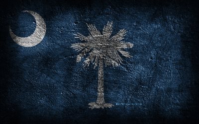 4k, South Carolina State flag, Flag of South Carolina State, South Carolina flag, Day of South Carolina, grunge art, South Carolina, South Carolina State, American states, USA